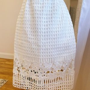 Aqua Capsule White Floral Overlay Pencil Skirt M